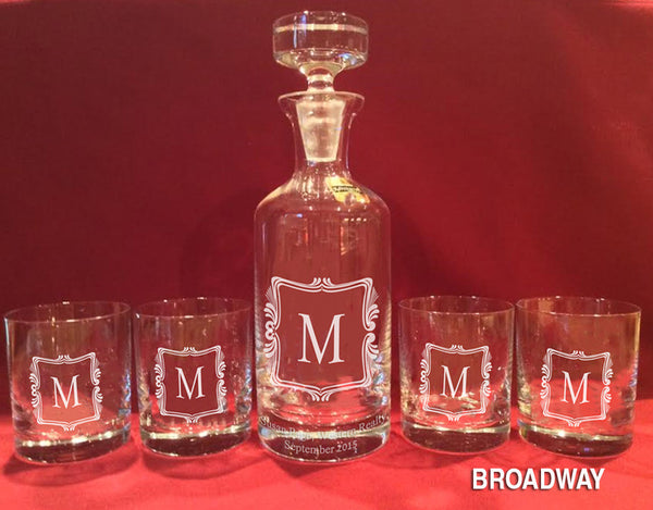 Crystal Whiskey Decanter & 4 Tumblers - Click for design choices